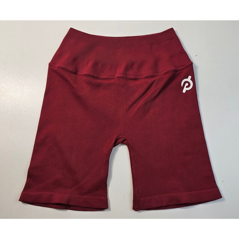 Nux hand dyed red seamless biker shorts with logo NWOT sz S active running gym